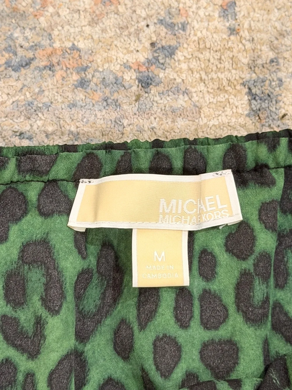 Michael Kors Green and Black Off-Shoulder Leopard Print Top